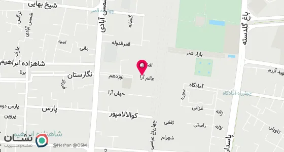 نقشه موقعیت تقریبی دفتر: اصفهان، چهار باغ عباسی، بازار افتخار، طبقه چهارم، واحد 501