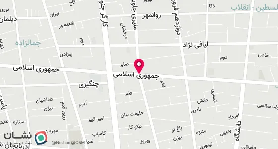 نقشه موقعیت تقریبی دفتر: (بر) جمهوری، بین کارگر و منیری جاوید، پلاک 1099، طبقه 3 واحد 7
