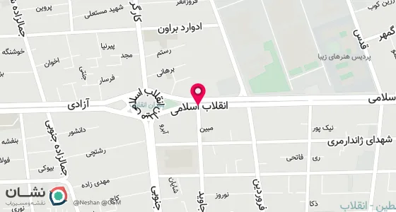 نقشه موقعیت تقریبی دفتر: میدان انقلاب، روبه روی سینما بهمن، نبش منیری جاوید، ساختمان بهمن- شماره 87- طبقه دوم، شماره 204
