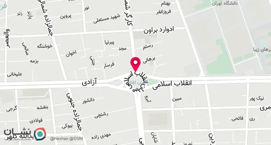 نقشه موقعیت تقریبی دفتر: تهران، میدان انقلاب، ابتدای کارگر شمالی، ساختمان 1126