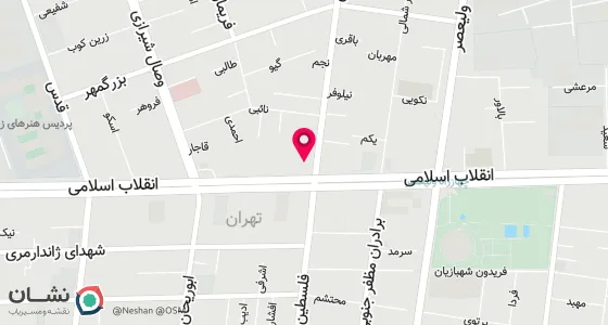 نقشه موقعیت تقریبی دفتر: تهران،‌خیابان انقلاب،‌تقاطع فلسطین،‌پلاک 312،‌ساختمان مهر،‌طبقه 3،‌واحد 9