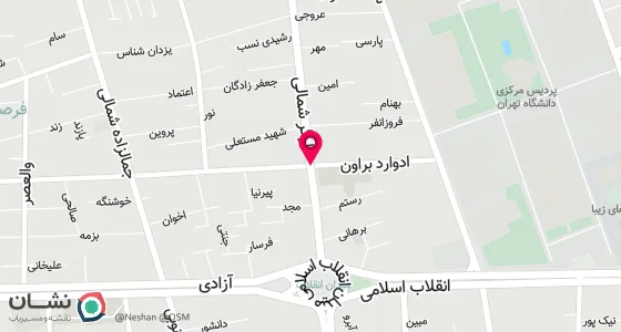 نقشه موقعیت تقریبی دفتر: تهران -میدان انقلاب - خ کارگر شمالی - خ فرصت شیرازی - پ 14 واحد 8