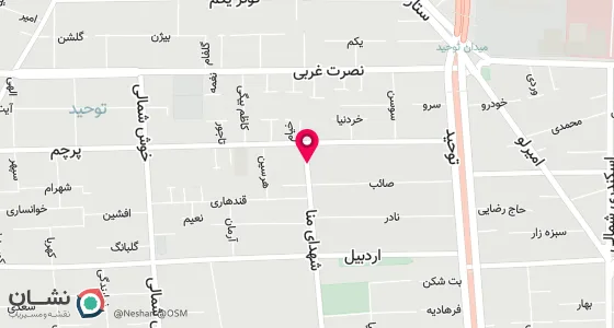 نقشه موقعیت تقریبی دفتر: میدان توحید- بین خیابان پرچم و صائب- پلاک 64