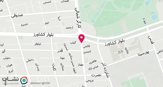 نقشه موقعیت تقریبی دفتر: خیابان کارگر شمالی تقاطع بلوار کشاورز نبش کوچه گیتی پلاک 1172 طبقه دوم واحد 7