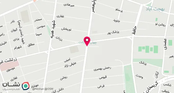 نقشه موقعیت تقریبی دفتر: خیابان ولیعصر،چهار راه زرتشت،کوی سروش،ساختمان بهمن،پلاک 1/2،واحد1
