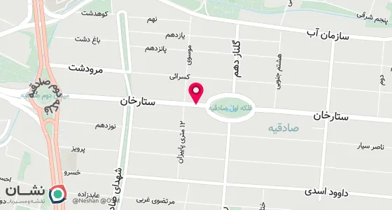 نقشه موقعیت تقریبی دفتر: ستارخان بعد از فلکه اول صادقیه بین خیابان اسدی و دوم پلاک 615 طبقه اول واحد3