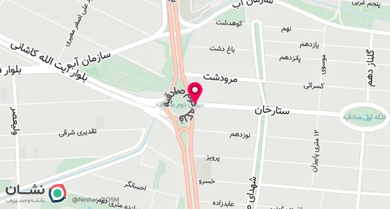 نقشه موقعیت تقریبی دفتر: فلکه دوم صادقیه/ستارخان/پ 1200- همکف واحد یک