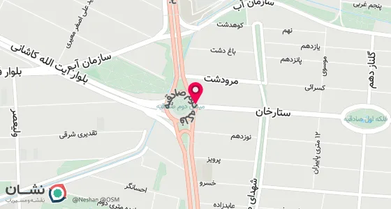 نقشه موقعیت تقریبی دفتر: تهران، فلکه دوم صادقیه، مجتمع صادقیه، زیرهمکف، واحد 19