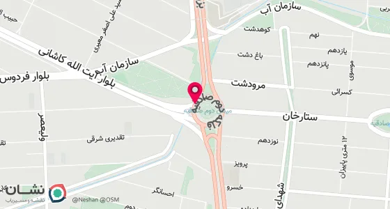 نقشه موقعیت تقریبی دفتر: تهران - فلکه دوم صادقیه - بلوار آیت الله کاشانی - برج مینا - طبقه 1 - واحد 1