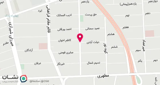 نقشه موقعیت تقریبی دفتر: خ شهید بهشتی خ سرافراز کوچه پنجم (دولت آبادی)پلاک 24 طبقه 3 زنگ 6