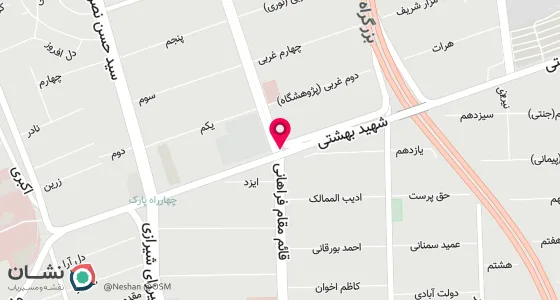 نقشه موقعیت تقریبی دفتر: خیابان شهید بهشتی، بین سرافراز و قائم مقام، پلاک 271 ،طبقه اول، واحد1