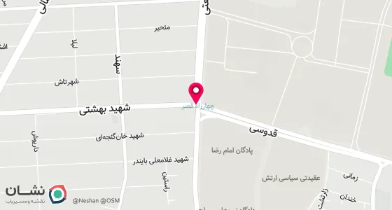 نقشه موقعیت تقریبی دفتر: خیابان شریعتی، نبش خیابان شهید بهشتی، چهار راه قصر، پلاک 740