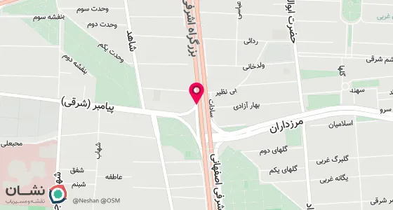 نقشه موقعیت تقریبی دفتر: تهران، بزرگراه اشرفی اصفهانی، بالاتر از چهارراه پونک، جنب درمانگاه پیامبر، ساختمان اسکان، پلاک ۲۴۴، طبقه ۳، واحد ۱۰