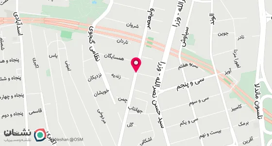 نقشه موقعیت تقریبی دفتر: تهران-ولیعصر-بالاتر از پارک ساعی-کوچه 36 ام-پلاک 9-مجتمع ولیعصر 1-طبقه 2-واحد 123