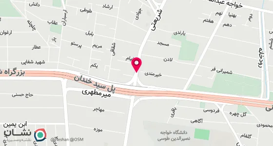 نقشه موقعیت تقریبی دفتر: تهران، خیابان شریعتی، ضلع شمال شرقی پل سیدخندان، پلاک 817، ساختمان آفتاب، طبقه دوم، واحد 5