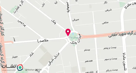 نقشه موقعیت تقریبی دفتر: تهران- ونک ملاصدرا- پلاک 54 طبقه 2