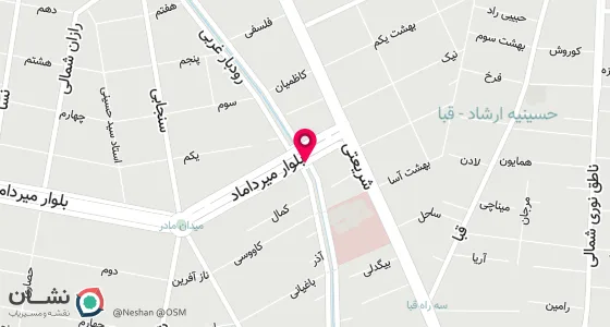 نقشه موقعیت تقریبی دفتر: تهران بلوار میرداماد بین میدان مادر و شریعتی نبش رودبار شرقی پلاک 35 واحد 1