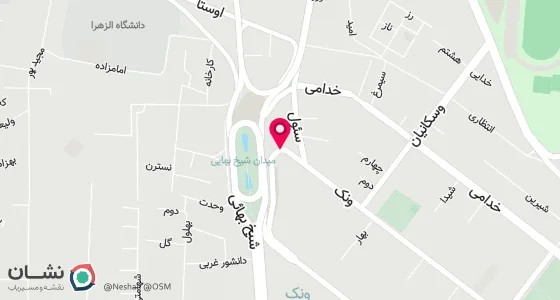 نقشه موقعیت تقریبی دفتر: میدان ونک، ضلع جنوب شرقی، پلاک 1، طبقه 3، واحد 11