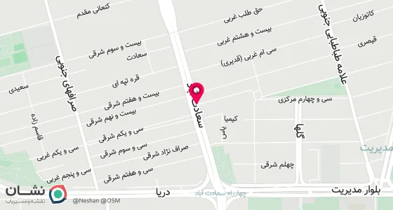 نقشه موقعیت تقریبی دفتر: تهران-سعادت آباد-خیابان 34ام- پلاک 84- ط2-واحد 4 شمالی