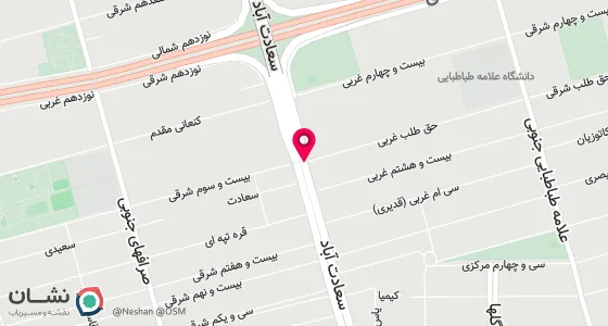نقشه موقعیت تقریبی دفتر: سعادت آباد کوچه حق طلب غربی پلاک 31 واحد 8 طبقه 33