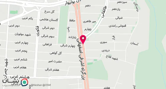 نقشه موقعیت تقریبی دفتر: تهران، انتهای بزرگراه اشرفی اصفهانی، رو به روی ایستگاه طالقانی، نبش خیابان دربندی، پلاک 491، طبقه منفی ۱ شمالی