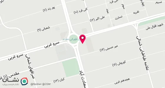 نقشه موقعیت تقریبی دفتر: تهران -سعادت آباد -میدان کاج -مجتمع سروستان -طبقه دوم -واحد 208