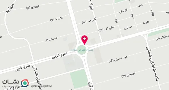 نقشه موقعیت تقریبی دفتر: سعادت آباد - بالاتر از میدان کاج - بین نهم و هفتم - ساختمان میلاد کاج - پلاک 96 - طبقه سوم - واحد 301