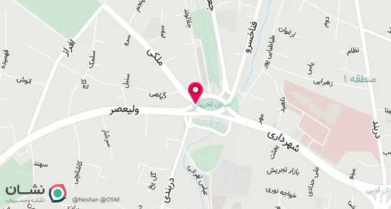 نقشه موقعیت تقریبی دفتر: تهران، تجریش، خیابان ولیعصر، پلاک 3110، ساختمان لیستر، طبقه سوم
