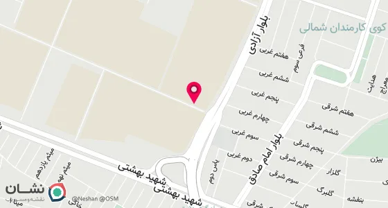 نقشه موقعیت تقریبی دفتر: اتوبان کرج خروجی یادگار امام رجایی شهر به طرف رجایی شهر نرسیده به پل هوایی کنار گذر پل _ تقاطع یادگار امام خ شهید بهشتی ساختمان امیر طبقه ششم