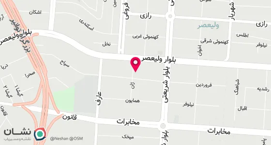 نقشه موقعیت تقریبی دفتر: کوی ولیعصر،خیابان اوحدی،ساختمان آماندا،طبقه 2،واحد c
